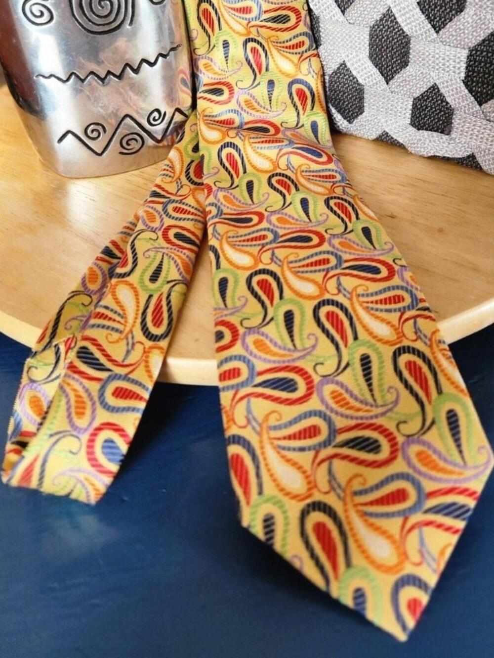 Shirts Ties N Links Rainbow Paisley Silk Tie Maximalist Hand Sewn Made in US